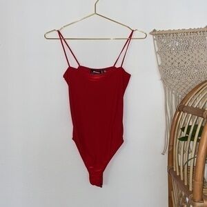 Missguided Red Cowl Neck Bodysuit Sz.2 NWT!